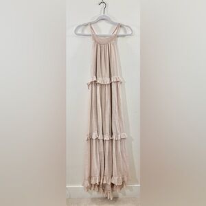 Listicle S Tiered Ruffle Maxi Dress Adjustable Tie Flirty Romantic Boho